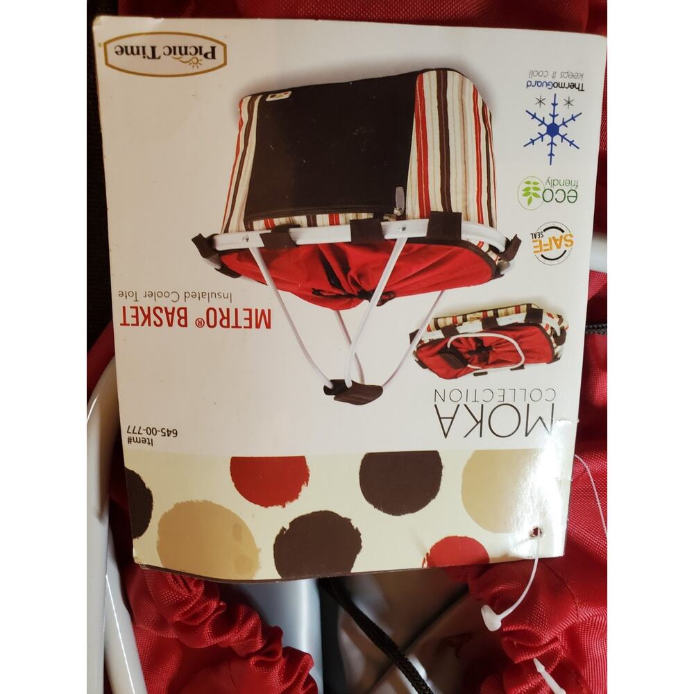 PICNIC TIME METRO BASKET INSULATED COOLER TOTE~MOKA COLLECTION 645-00-777 -New